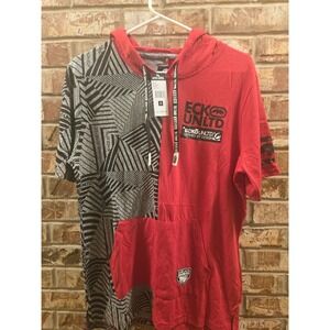 Ecko Unltd. True‎ Red Short Sleeve Hoodie Geometric Streetwear Mens S